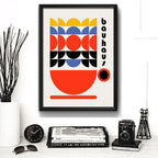 Cuadro Bauhaus Arte Objectos Formas Geometricas Colores Café 4 Marco Negro