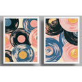 Set 2 Cuadros Dormitorio Living Abstracto Discos De Vinilo Marco Blanco