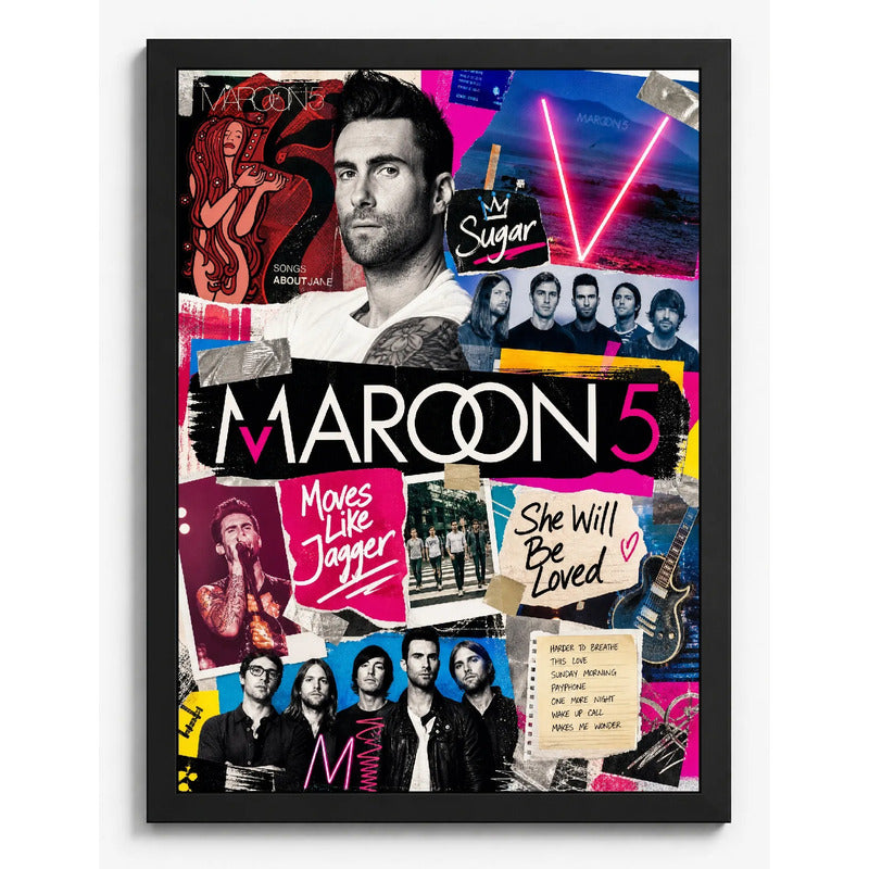 Cuadro Adam Levine Maroon 5 Album Canciones Musica Pop Rock Marco Negro