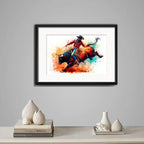 Cuadro Rodeo Jinete Pop Art Toro Decoracion Con Paspartú Modelo 2 Con Marco Negro