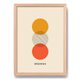 Cuadro Bauhaus Naranja Rojo Avant-garde Abstracto Marco Oak Marco Marrón Claro
