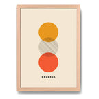 Cuadro Bauhaus Naranja Rojo Avant-garde Abstracto Marco Oak Marco Marrón Claro