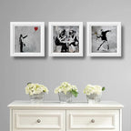 Set 3 Cuadro Banksy Arte Urbano Callejera Flores Revolucion