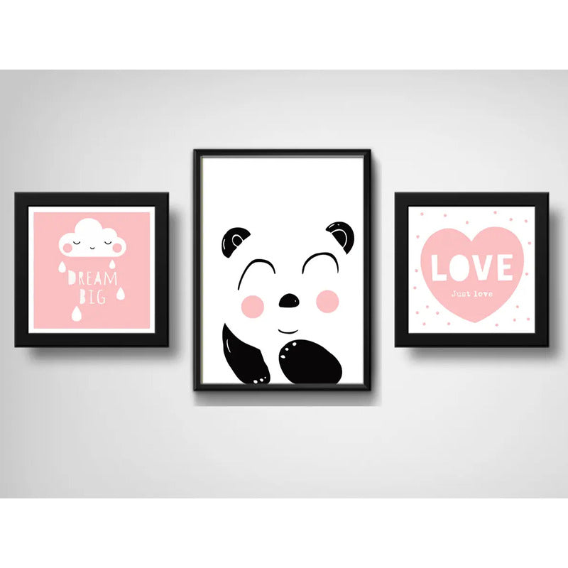 Set 3 Cuadros Dream Big Frase Luna Star Dormitorio Infantil