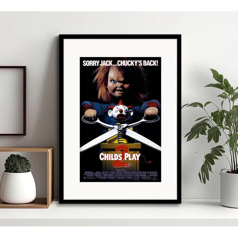 Cuadro Chucky Muñeco Asesino 2 Pelicula Terror Con Paspartú Marco Negro