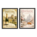 Set 2 Cuadros Café Champán Paris Retro Decora Cocina Living Marco Negro