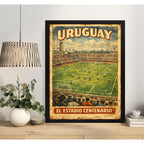 Cuadro Estadio Centenario Futbol Montevideo Uruguay Retro Marco Negro