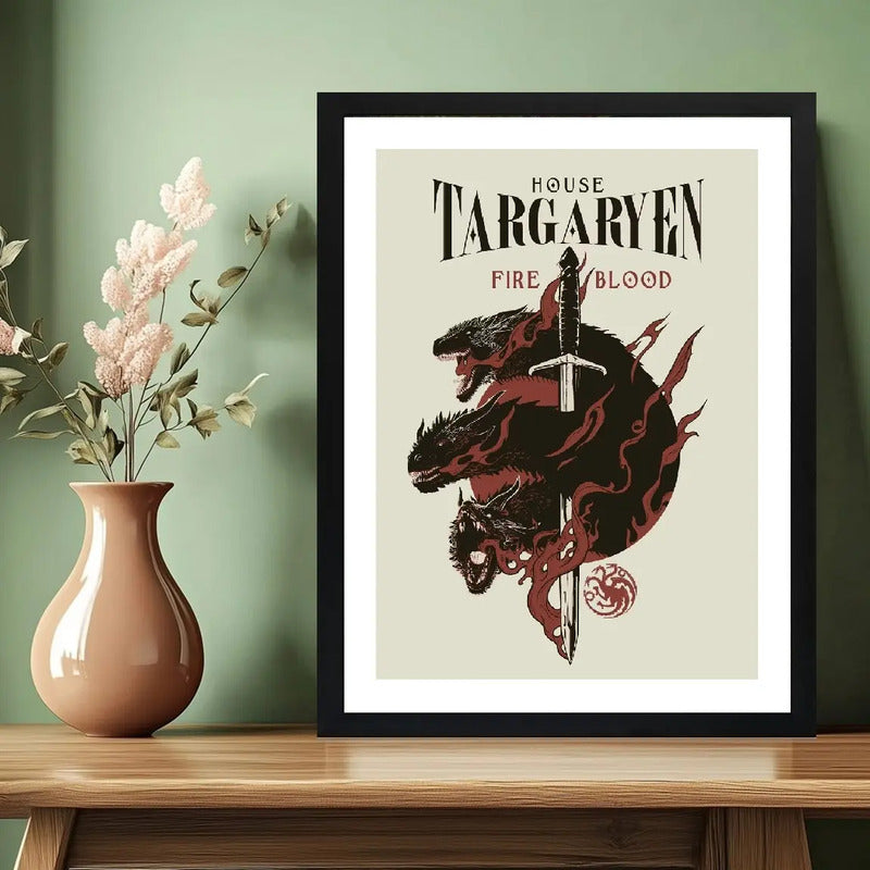 Cuadro Game Of Thrones Targaryen Casa Frase Juego De Tronos Marco Negro