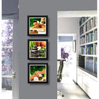 Set 3 Cuadros Spa Masaje Clinica Estética Salon - 33x33cm Marco Negro