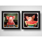 Set 2 Cuadros Cerdo Cook Cocina Comedor Postres Decoracion