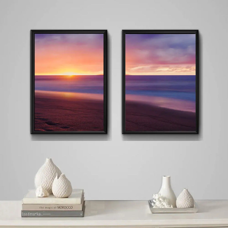 Set 2 Cuadros Playa Mar Sol Sunset Paisajes Arte Decoracion
