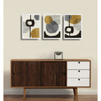 Set 3 Cuadros Dormitorio Living Boho Abstract Tonos Terrosos Marco Blanco