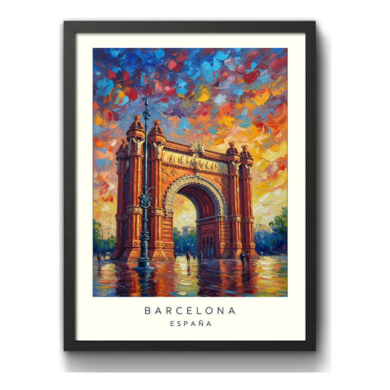 Cuadro Barcelona Espana Arco Del Triufo Paisajes Ciudad Marco Negro