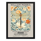 Cuadro Libélula Flores Elegante William Morris Botanico Brs1 Marco Negro