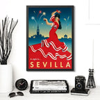 Cuadro Ciudades Vintage Retro Espana Francia Brasil China Sevilla Espana Vintage 1 Marco Negro