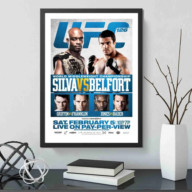 Cuadro Ufc Fight Peleas Famosas Retro Mma Deporte Coleccion Ufc 126 Anderson Silva Vs Vitor Belfort Negro