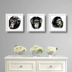 Set 3 Cuadros Monos Mariposas Pop Art Color Chimpancé Decor