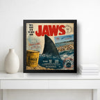 Cuadro Jaws Tiburon Pelicula Cine Spielberg Arte Retro Marco Negro