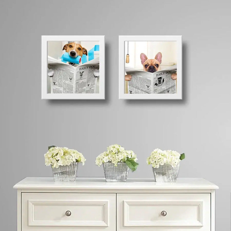 Set 2 Cuadros Perro Baño Mascota Diario Decoracion Pet Brs04