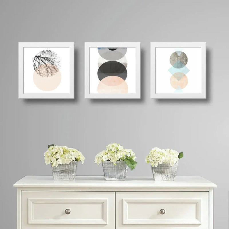 Set 3 Cuadros Boho Chic Hojas Flor Arte Decoracion