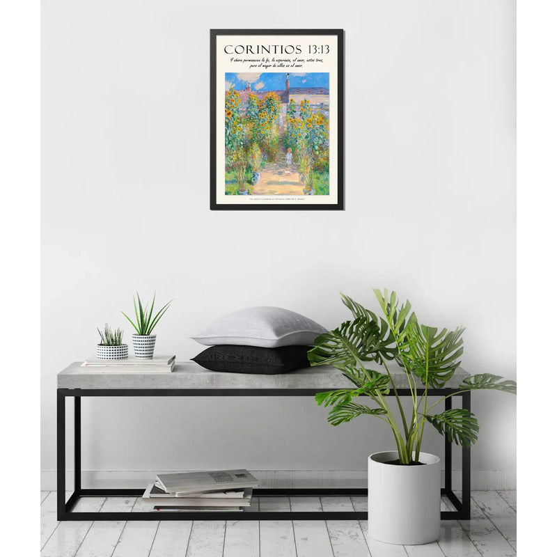 Cuadro Dormitorio Living Versiculo Biblia Corintios 13 Monet Marco Negro