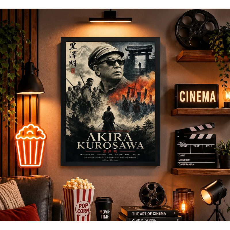 Cuadro Akira Kurosawa Director Peliculas Cinema Japones Marco Negro