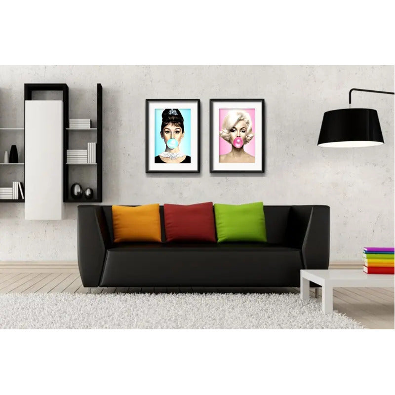 Set 2 Cuadros Marilyn Monroe Audrey Chicle Pop Art Paspartu