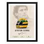 Cuadro Senna Arte Minimalista Formula 1 Auto Casco Amarillo Marco Negro