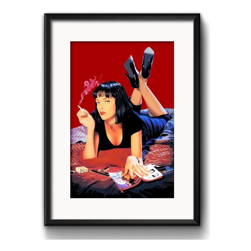 Cuadro Pulp Fiction Pelicula Tarantino 53x43cm Con Paspartú Marco Negro