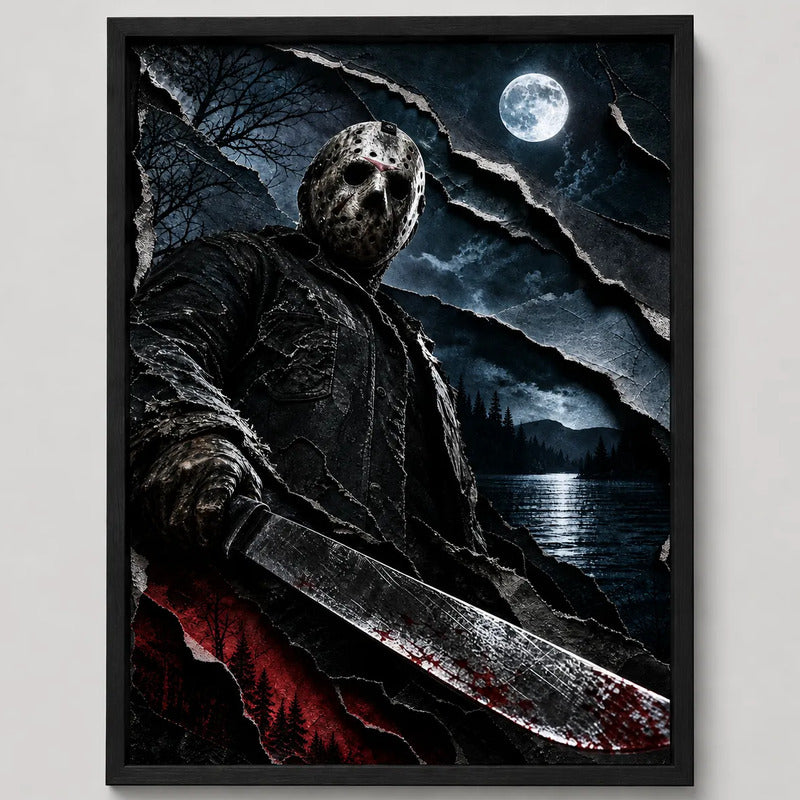 Cuadro Viernes 13 Friday Pelicula Jason Terror Efecto 3d Marco Negro