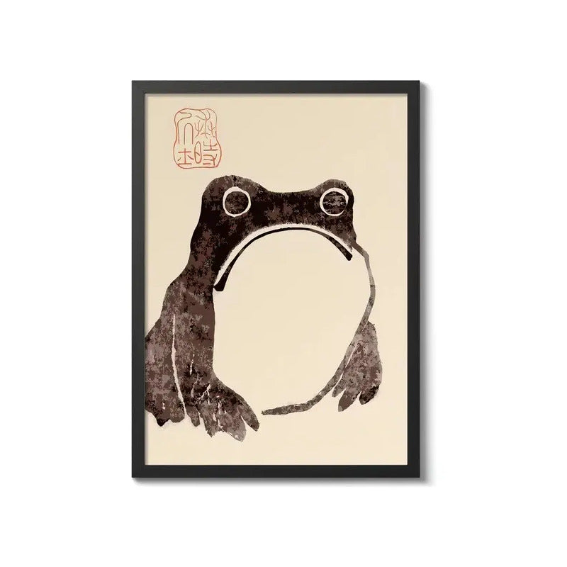 Cuadro Sapo Arte Japonés Matsumoto Hoji Animales Decoracion Marco Negro