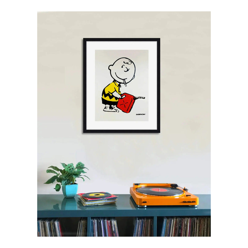 Cuadro Banksy Charlie Brown Firestarter Arte Decoracion Marco Negro