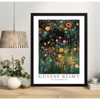 Cuadro Dormitorio Living Floral Gustav Klimt Flores Arte Marco Negro
