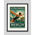 Cuadro Natacion Berlin Swimming Pool Deportes Decoracion Marco Negro