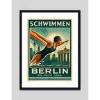 Cuadro Natacion Berlin Swimming Pool Deportes Decoracion Marco Negro