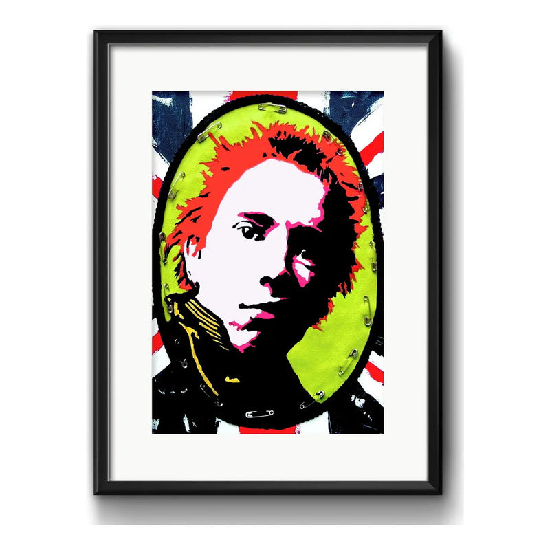 Cuadro Johnny Rotten Sex Pistols Punk Rock Arte Con Paspartú Marco Negro