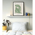Cuadro Dormitorio Living Matisse Bs5 Tonos Verde Beige Claro Marco Negro