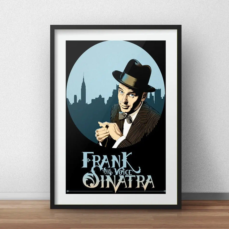 Cuadro Frank Sinatra Cantante Jazz Musica Brs1 Con Paspartú Marco Negro