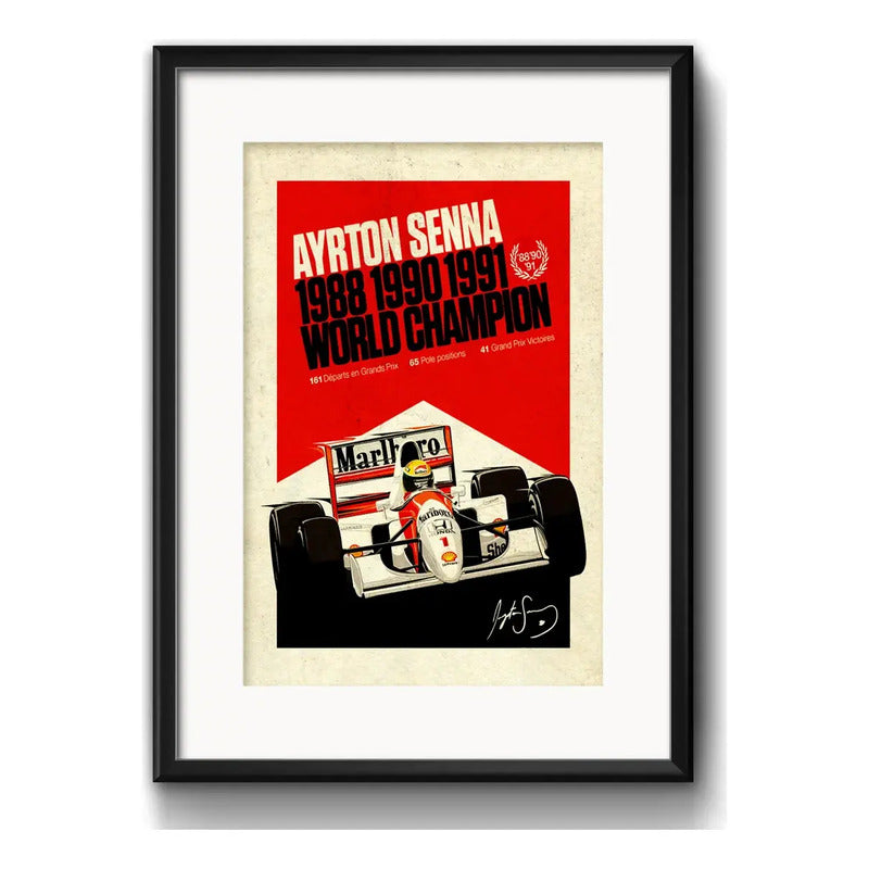 Cuadro Ayrton Senna Piloto Formula 1 Decoración Con Paspartu Ayrton Senna 1 Con Marco Negro