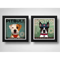 Set 2 Cuadros Pitbull Boston Perro Cafe Pop Art Mascota Pet