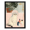 Cuadro Gato En La Rutina Del Baño Banera Flores Decoracion Gato Scottish Fold Gorro Ducha Rosa Negro