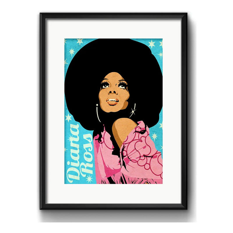 Cuadro Diana Ross Pop Art Musica Decoracion Con Paspartú Marco Negro