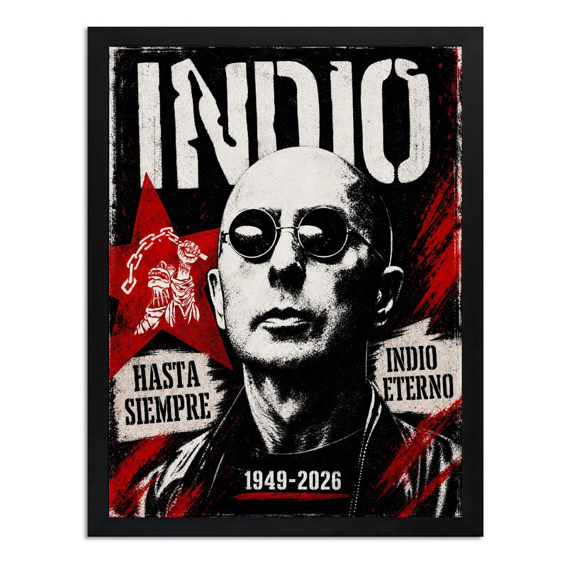Cuadro Indio Solari Eterno Los Redondos Homenaje Rock Brs1 Marco Negro