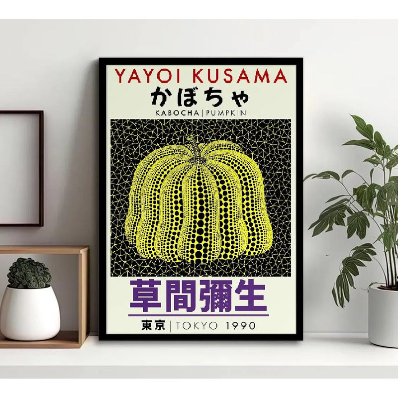 Cuadro Yayoi Kusama Pumpkin Exposición Arte Japón Decoracion Marco Negro