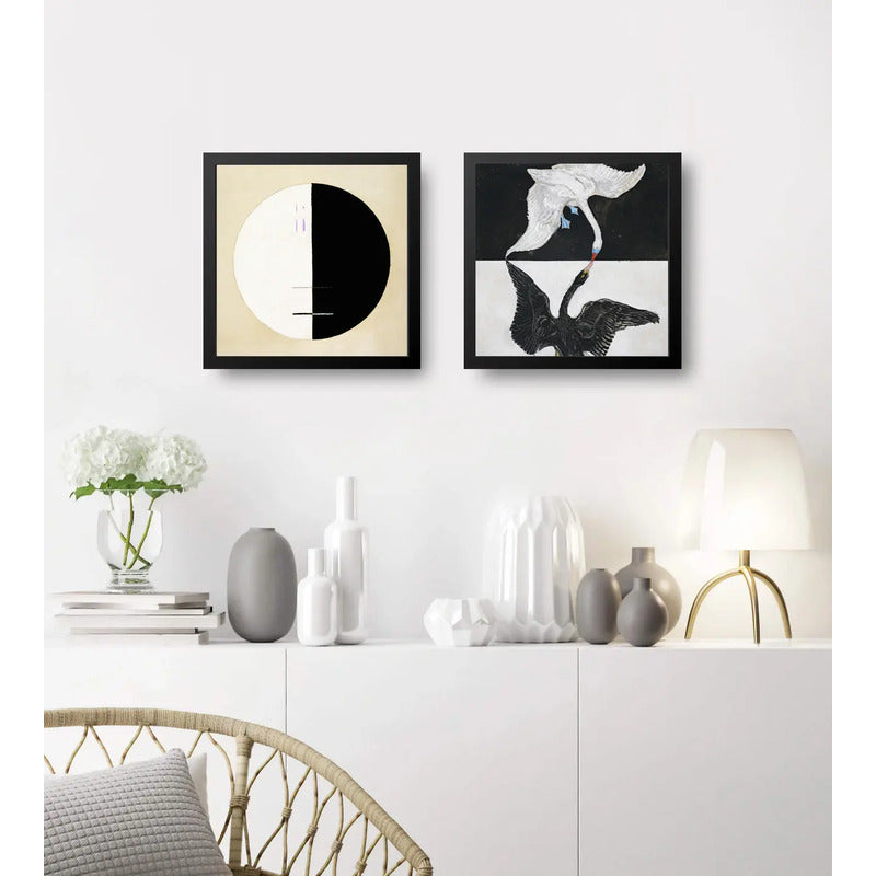 Set 2 Cuadros Hilma Af Klint Arte Abstracto Museo Buda Cisne Marco Negro