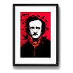 Cuadro Edgar Allan Poe Gato Cuentos Escritor Con Paspartú Marco Negro
