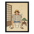 Cuadro Luffy Bano Diario Japón One Piece Anime Decoracion Marco Negro
