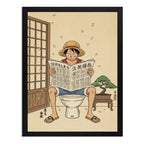 Cuadro Luffy Bano Diario Japón One Piece Anime Decoracion Marco Negro
