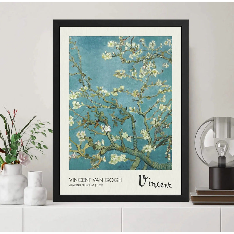 Cuadro Living Dormitorio Van Gogh Signature Almendro En Flor Marco Negro