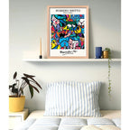 Cuadro Romero Britto Pop Art Jardin Britto Garden Marco Oak Marco Marrón Claro